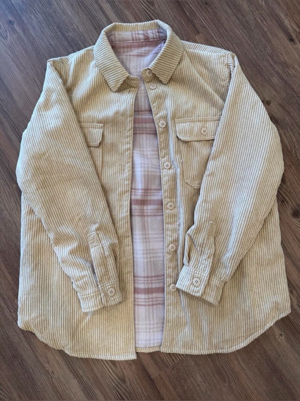 Corduroy-Fleece Reversible Shirt Jacket